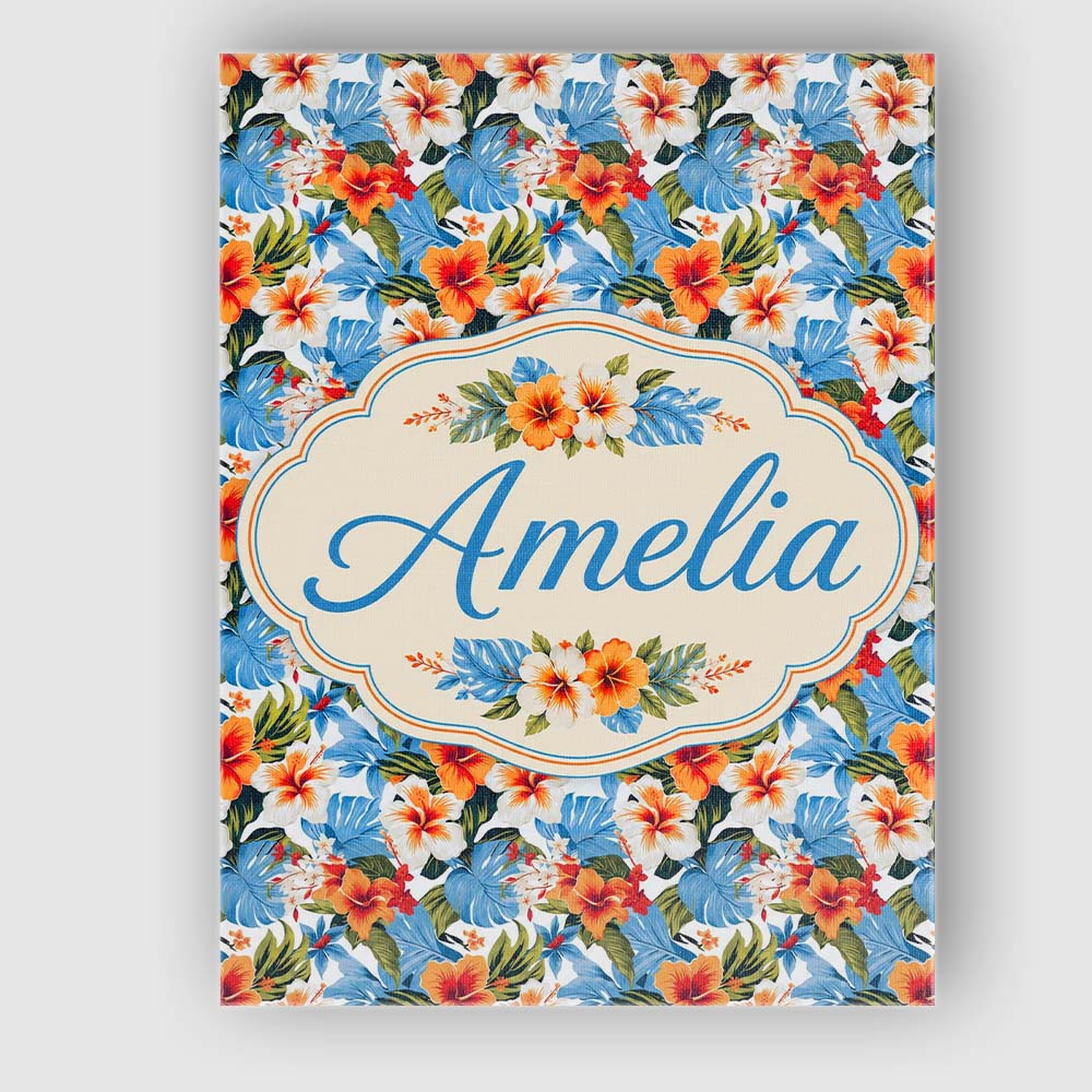 Personalised Name Exotic Island Hibiscus Custom  Unique Gift Idea Elegant Feature Canvas Wall Art Print Decor Picture Ready to Hang