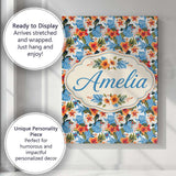 Personalised Name Exotic Island Hibiscus Custom  Unique Gift Idea Elegant Feature Canvas Wall Art Print Decor Picture Ready to Hang