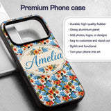 Exotic Island Hibiscus Ocean Wave Scenic Seamless Custom Name Protective Phone Case Mobile Cover Durable Everyday Smartphone Shock Resistant