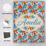 Personalised Name Exotic Island Hibiscus Custom  Unique Gift Idea Elegant Feature Canvas Wall Art Print Decor Picture Ready to Hang