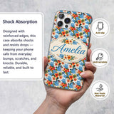 Exotic Island Hibiscus Ocean Wave Scenic Seamless Custom Name Protective Phone Case Mobile Cover Durable Everyday Smartphone Shock Resistant