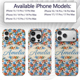 Exotic Island Hibiscus Ocean Wave Scenic Seamless Custom Name Protective Phone Case Mobile Cover Durable Everyday Smartphone Shock Resistant
