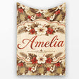 Vintage Beige Red Hibiscus Tropical Floral Seamless Pattern Name  Personalised Custom Name Super Soft Fleece Blanket Bed Sofa Throw