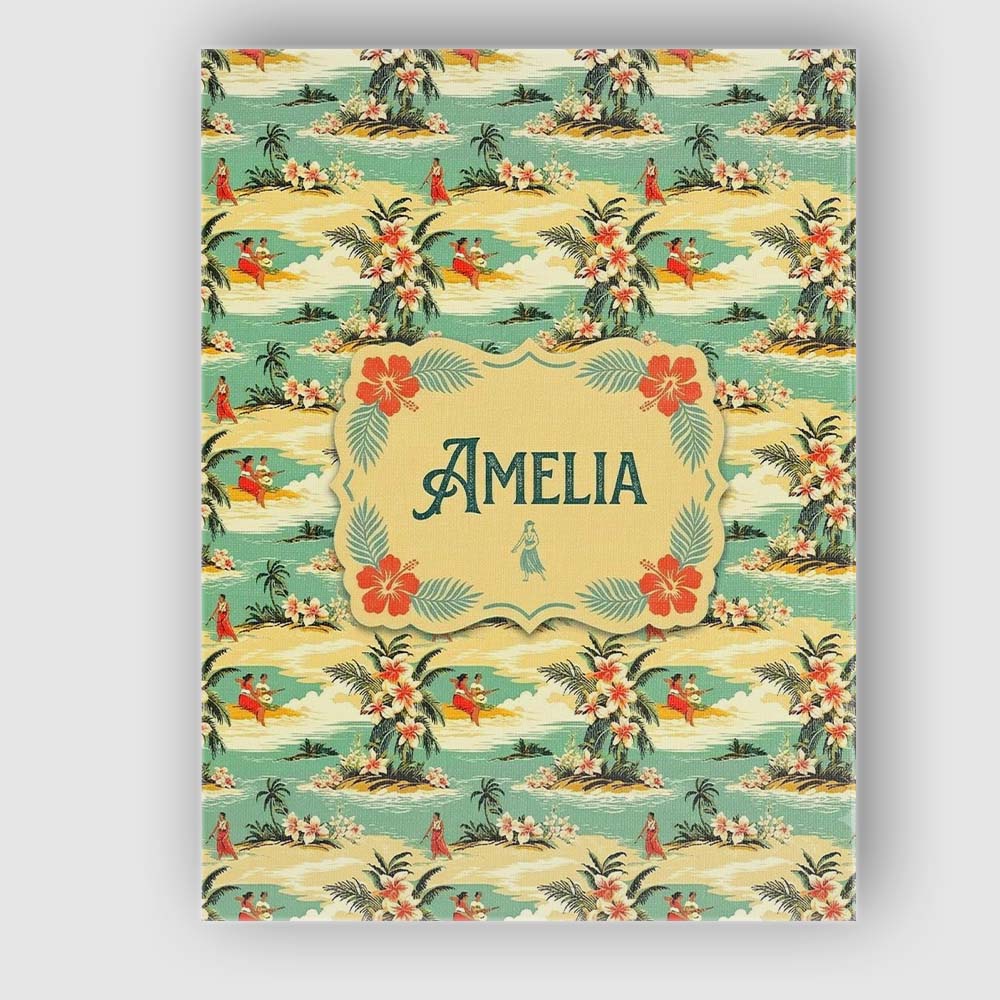 Personalised Name Hawaiian Island Beach Custom  Modern Room Accent Elegant Feature Canvas Wall Art Print Decor Picture Ready to Hang
