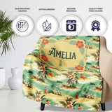 Hawaiian Island Beach People Tropical Scene Seamless Pattern Name  Personalised Custom Name Super Soft Fleece Blanket Bed Sofa Throw