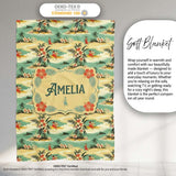 Hawaiian Island Beach People Tropical Scene Seamless Pattern Name  Personalised Custom Name Super Soft Fleece Blanket Bed Sofa Throw
