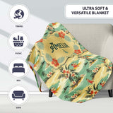 Hawaiian Island Beach People Tropical Scene Seamless Pattern Name  Personalised Custom Name Super Soft Fleece Blanket Bed Sofa Throw