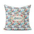 Custom Name Pastel Tropical Lagoon Hibiscus Scenic Seamless Name Square Filled Cushion Throw Pillow Sofa Bed Home Decor Zip Washable UK Made