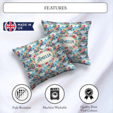 Custom Name Pastel Tropical Lagoon Hibiscus Scenic Seamless Name Square Filled Cushion Throw Pillow Sofa Bed Home Decor Zip Washable UK Made