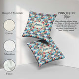 Custom Name Pastel Tropical Lagoon Hibiscus Scenic Seamless Name Square Filled Cushion Throw Pillow Sofa Bed Home Decor Zip Washable UK Made