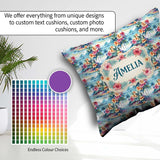 Custom Name Pastel Tropical Lagoon Hibiscus Scenic Seamless Name Square Filled Cushion Throw Pillow Sofa Bed Home Decor Zip Washable UK Made