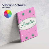 Personalised Name Green Star Shapes on Pink Background Seamless Custom  Statement Canvas Wall Art Print Decor Picture Ready to Hang