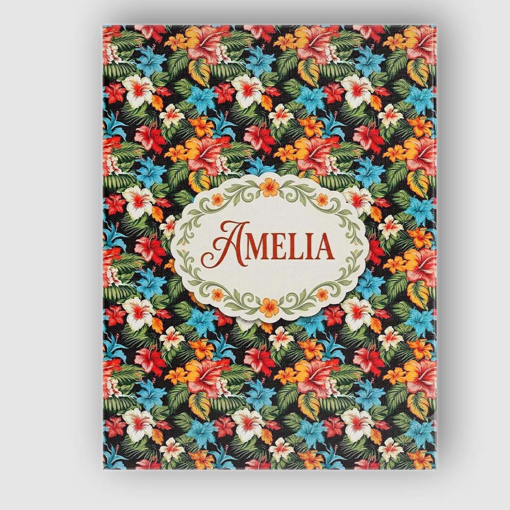 Personalised Name Tropical Hibiscus Floral Custom  Unique Gift Idea Elegant Feature Canvas Wall Art Print Decor Picture Ready to Hang