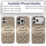 Japanese Wave Hills Sakura Blossom Printed Design Custom Name Protective Phone Case Mobile Cover Durable Everyday Smartphone Shock Resistant