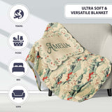Soft Landscape Waves Trees Scenic Seamless Pattern Art Name Cute  Personalised Custom Name Super Soft Fleece Blanket Bed Sofa Throw