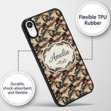 Vintage Floral Waves Oriental Garden Seamless Custom Name Protective Phone Case Mobile Cover Durable Everyday Smartphone Shock Resistant