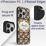 Vintage Floral Waves Oriental Garden Seamless Custom Name Protective Phone Case Mobile Cover Durable Everyday Smartphone Shock Resistant
