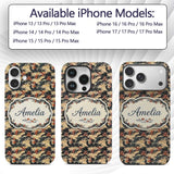 Vintage Floral Waves Oriental Garden Seamless Custom Name Protective Phone Case Mobile Cover Durable Everyday Smartphone Shock Resistant