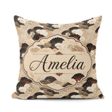 Custom Name Elegant Gold Black Floral Fan Seamless Pattern Name Square Filled Cushion Throw Pillow Sofa Bed Home Decor Zip Washable UK Made