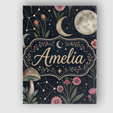 Personalised Name Celestial Floral Moon Constellation Night Seamless Custom  Home Canvas Wall Art Print Decor Picture Ready to Hang