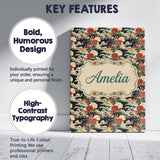 Personalised Name Chrysanthemum Floral Custom  Modern Room Accent Elegant Feature Canvas Wall Art Print Decor Picture Ready to Hang