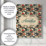 Personalised Name Chrysanthemum Floral Custom  Modern Room Accent Elegant Feature Canvas Wall Art Print Decor Picture Ready to Hang