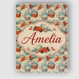 Personalised Name Teal Ocean Waves Floral Custom  Unique Gift Idea Elegant Feature Canvas Wall Art Print Decor Picture Ready to Hang
