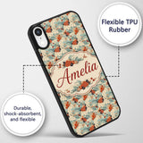 Teal Ocean Waves Floral Japanese Art Seamless Custom Name Protective Phone Case Mobile Cover Durable Everyday Smartphone Shock Resistant