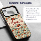 Teal Ocean Waves Floral Japanese Art Seamless Custom Name Protective Phone Case Mobile Cover Durable Everyday Smartphone Shock Resistant