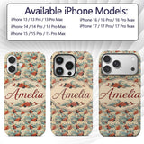Teal Ocean Waves Floral Japanese Art Seamless Custom Name Protective Phone Case Mobile Cover Durable Everyday Smartphone Shock Resistant
