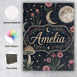 Personalised Name Celestial Floral Moon Constellation Night Seamless Custom  Home Canvas Wall Art Print Decor Picture Ready to Hang