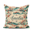 Custom Name Japanese Scenic Mountains Blossom Trees Pattern Name Square Filled Cushion Throw Pillow Sofa Bed Home Decor Zip Washable UK Made
