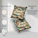 Custom Name Japanese Scenic Mountains Blossom Trees Pattern Name Square Filled Cushion Throw Pillow Sofa Bed Home Decor Zip Washable UK Made