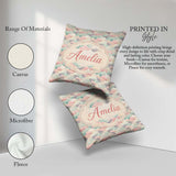 Custom Name Soft Pastel Cloud Waves Japanese Style Seamless Name Square Filled Cushion Throw Pillow Sofa Bed Home Decor Zip Washable UK Made