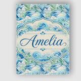 Personalised Name Blue Ocean Waves Artistic Custom  Bespoke Interior Contemporary Canvas Wall Art Print Decor Picture Ready to Hang