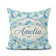 Custom Name Blue Ocean Waves Artistic Seamless Pattern Name Cute Square Filled Cushion Throw Pillow Sofa Bed Home Decor Zip Washable UK Made