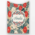 Vintage Floral Japanese Blossom Pattern Seamless Name Cute Unique  Personalised Custom Name Super Soft Fleece Blanket Bed Sofa Throw