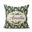 Custom Name Realistic Peace Lily Botanical Seamless Pattern Name Square Filled Cushion Throw Pillow Sofa Bed Home Decor Zip Washable UK Made