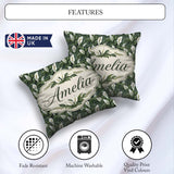 Custom Name Realistic Peace Lily Botanical Seamless Pattern Name Square Filled Cushion Throw Pillow Sofa Bed Home Decor Zip Washable UK Made