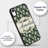 Realistic Peace Lily Leaves Botanical Seamless Custom Name Protective Phone Case Mobile Cover Durable Everyday Smartphone Shock Resistant