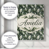 Personalised Name Realistic Peace Lily Custom  Modern Room Accent Elegant Feature Canvas Wall Art Print Decor Picture Ready to Hang