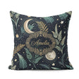 Custom Name Botanical Moon Leaves Stars Night Sky Pattern Lovely Square Filled Cushion Throw Pillow Sofa Bed Home Decor Zip Washable UK Made