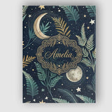 Personalised Name Botanical Moon Leaves Stars Night Sky Seamless Custom  Interior Canvas Wall Art Print Decor Picture Ready to Hang