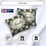 Custom Name Elegant White Lily Floral Dark Seamless Pattern Name Square Filled Cushion Throw Pillow Sofa Bed Home Decor Zip Washable UK Made
