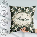 Custom Name Elegant White Lily Floral Dark Seamless Pattern Name Square Filled Cushion Throw Pillow Sofa Bed Home Decor Zip Washable UK Made