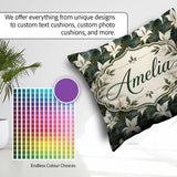 Custom Name Elegant White Lily Floral Dark Seamless Pattern Name Square Filled Cushion Throw Pillow Sofa Bed Home Decor Zip Washable UK Made