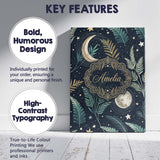 Personalised Name Botanical Moon Leaves Stars Night Sky Seamless Custom  Interior Canvas Wall Art Print Decor Picture Ready to Hang