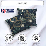 Custom Name Botanical Moon Leaves Stars Night Sky Pattern Lovely Square Filled Cushion Throw Pillow Sofa Bed Home Decor Zip Washable UK Made