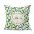 Custom Name Fresh Green Lily Leaves Botanical Seamless Name Cute Square Filled Cushion Throw Pillow Sofa Bed Home Decor Zip Washable UK Made