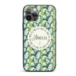 Fresh Green Lily Leaves Botanical Printed Design Custom Name Protective Phone Case Mobile Cover Durable Everyday Smartphone Shock Resistant